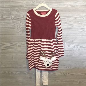 EUC Girls Holiday Dress w/Reindeer Pocket SZ (7/8)